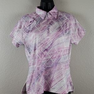 Spanner | Women's Pinks Purples Zip Short Sleeves Activeear Golf Polo Sz S